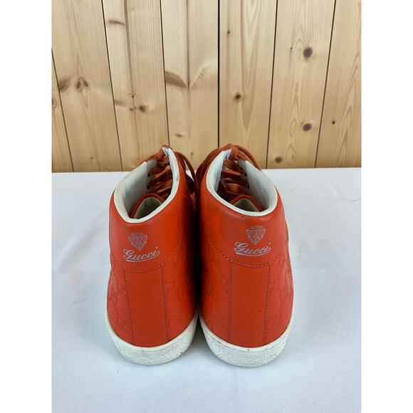 GUCCI MEN HIGH TOP ORANGE SNEAKERS- Size 9, fit like size 10 - Picture 4 of 8